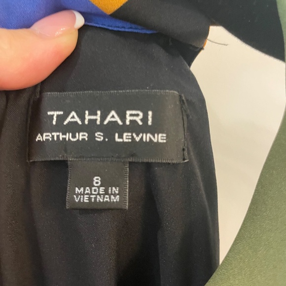 Tahari Colorblock Geo Print Halter dress - Picture 4 of 6